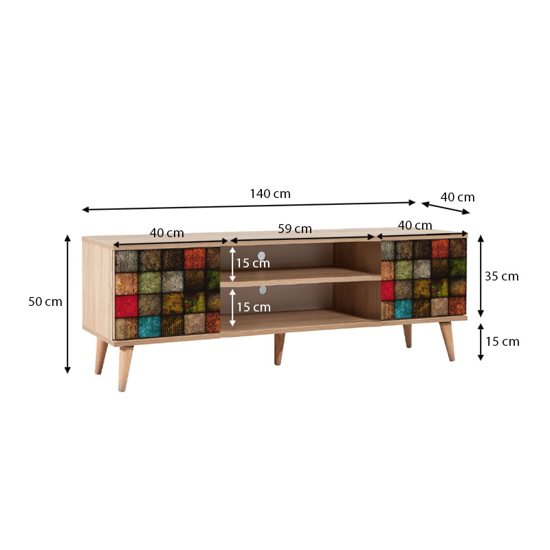 Soho Megapap melamine TV furniture in sonoma color 140x40x50cm.