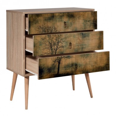 Soho Megapap melamine chest of drawers in sonoma color 80x40x90cm.