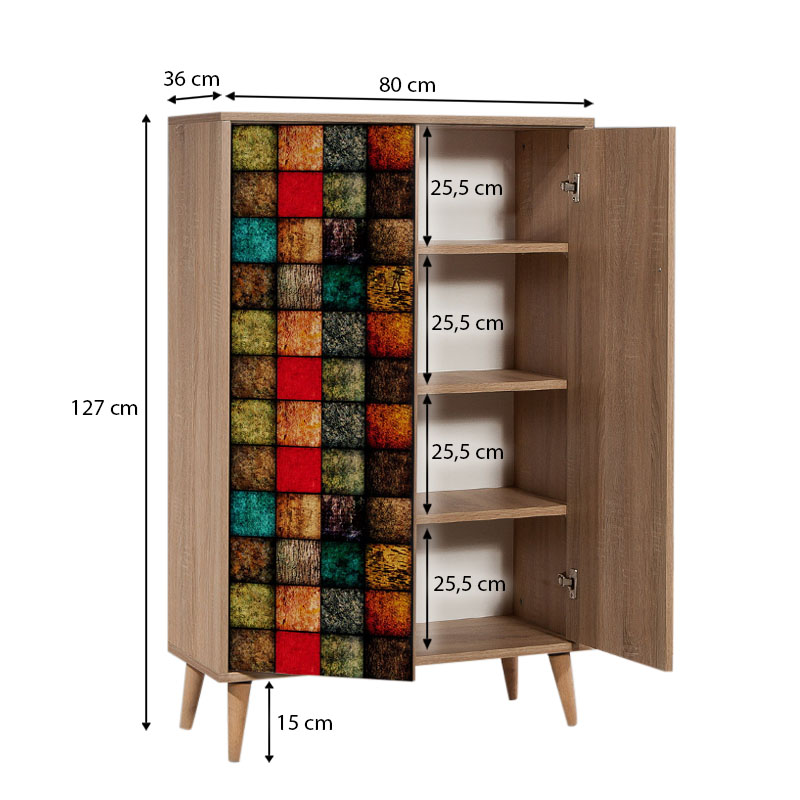 Soho Megapap melamine shoe cabinet in sonoma color 80x36x127cm.