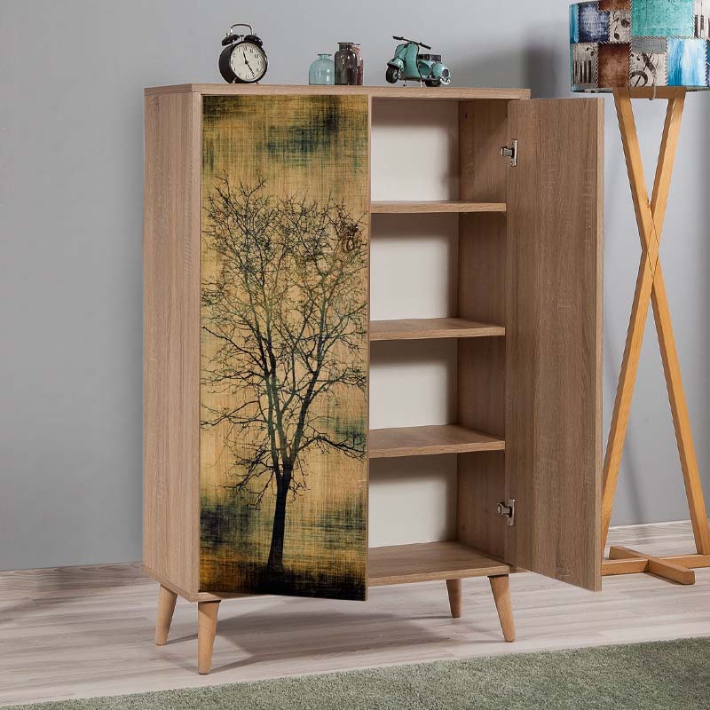 Soho Megapap melamine shoe cabinet in sonoma color 80x36x127cm.