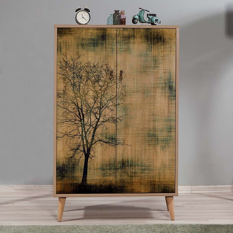 Soho Megapap melamine shoe cabinet in sonoma color 80x36x127cm.