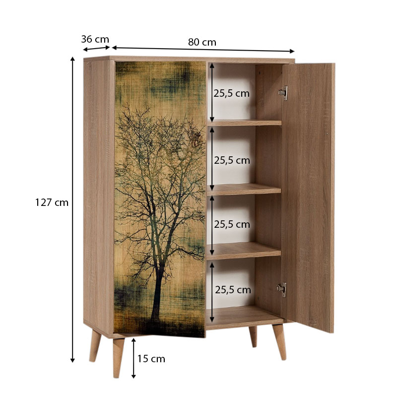 Soho Megapap melamine shoe cabinet in sonoma color 80x36x127cm.
