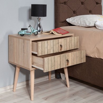 Soho Megapap melamine nightstand in sonoma color 60x40x61cm.