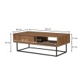 Amedeo Megapap melamine coffee table in walnut color 120x60x43cm.