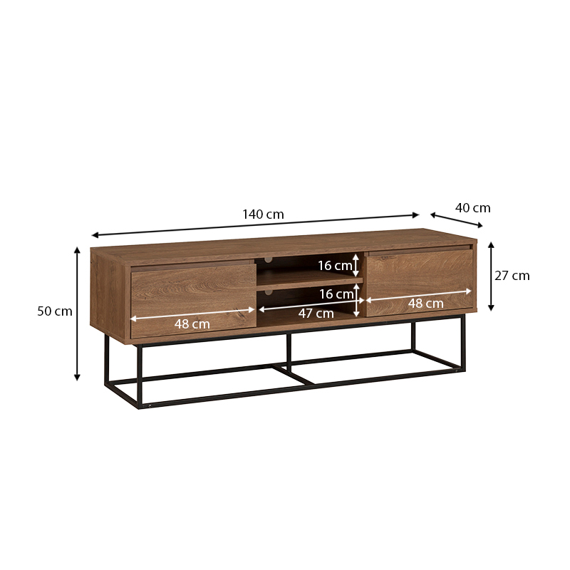 Amedeo Megapap melamine TV furniture in walnut color 140x40x50cm.