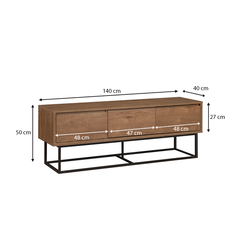 Amedeo Megapap melamine TV furniture in walnut color 140x40x50cm.