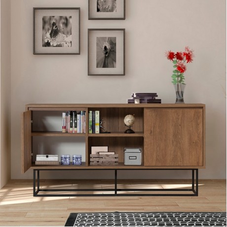 Amedeo Megapap melamine buffet in walnut color 140x36x72cm.