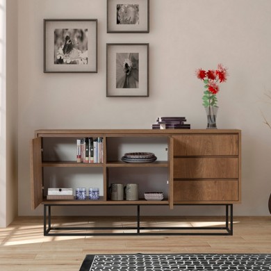 Amedeo Megapap melamine buffet in walnut color 140x36x72cm.