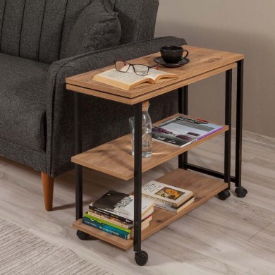 Side table Frenk Megapap polymorphic metal - melamine color atlantic pine 76x30x66cm.