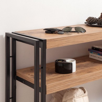 Console Atlas Megapap metal - melamine color atlantic pine 140x35x80cm.