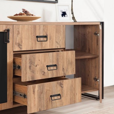 Atlas Megapap buffet made of melamine color atlantic pine - black 160x45x80cm.