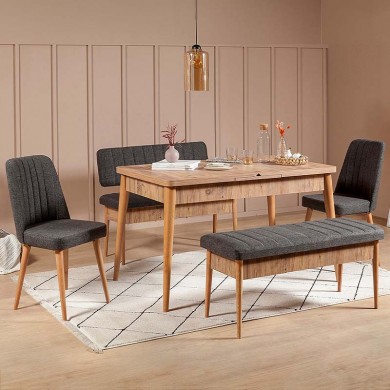 Two-seater sofa - Alden Megapap melamine bench - anthracite fabric 110x40x85cm.