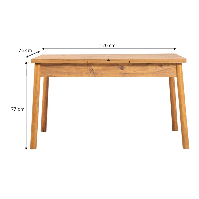 Jemmy Megapap melamine extendable table in atlantic pine color 120/153x75x77cm.