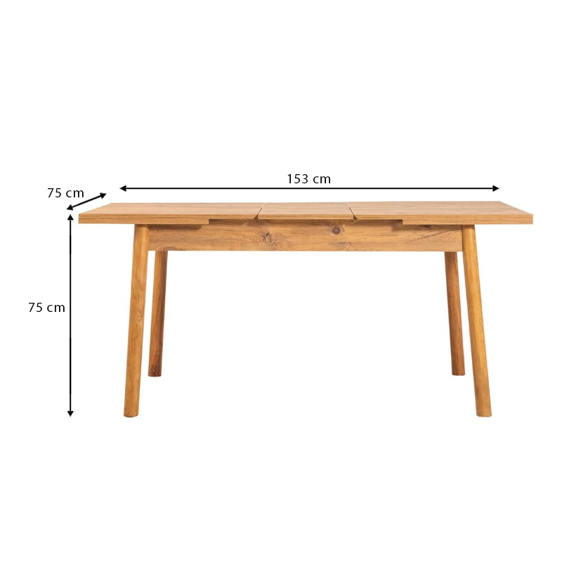 Jemmy Megapap melamine extendable table in atlantic pine color 120/153x75x77cm.