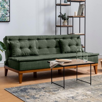 Καναπές - κρεβάτι Veron Megapap τριθέσιος υφασμάτινος χρώμα πράσινο 180x80x78εκ.