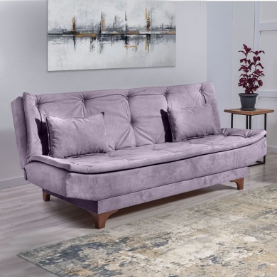 Sofa-bed Lucas Megapap three-seater fabric grey color 190x85x85cm.