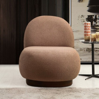Tina Megapap boucle fabric armchair in cappuccino color 74x85x75cm.