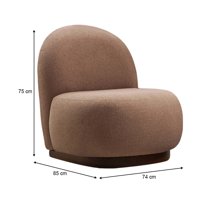 Tina Megapap boucle fabric armchair in cappuccino color 74x85x75cm.