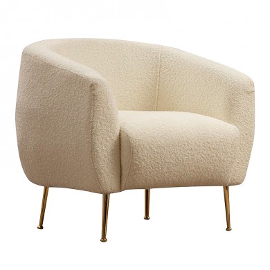 Eses Megapap boucle fabric armchair in cream color 70x80x82cm.
