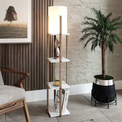 Nora Megapap flora lamp MDF - fabric in natural - white color 21x21x135cm.