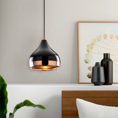 Precious Megapap E27 metallic ceiling lamp in black - bronze color Φ17x112cm.