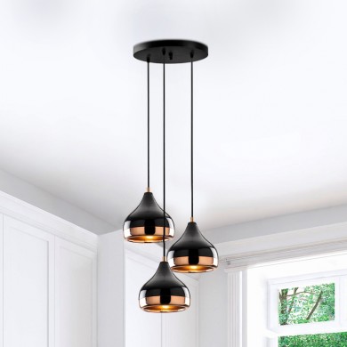 Precious Megapap E27 metallic three-light ceiling light in black - bronze color Φ37x111cm.