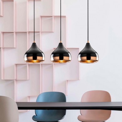 Precious Megapap E27 metallic three-light ceiling light in black - bronze color 67x17x111cm.