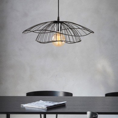 Yildo Megapap E27 metallic ceiling lamp in black color Φ50x111cm.