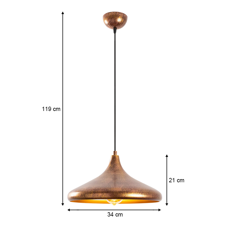 Barek Megapap E27 metallic ceiling lamp in bronze color Φ34x119cm.