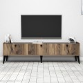 Lidya Megapap melamine tv furniture in walnut - black marble effect color 180x35x49cm.
