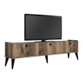 Lidya Megapap melamine tv furniture in walnut - black marble effect color 180x35x49cm.