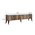 Lidya Megapap melamine tv furniture in walnut - black marble effect color 180x35x49cm.