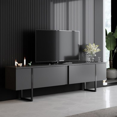 Luxe Megapap melamine TV furniture in anthracite color 180x30x50cm.
