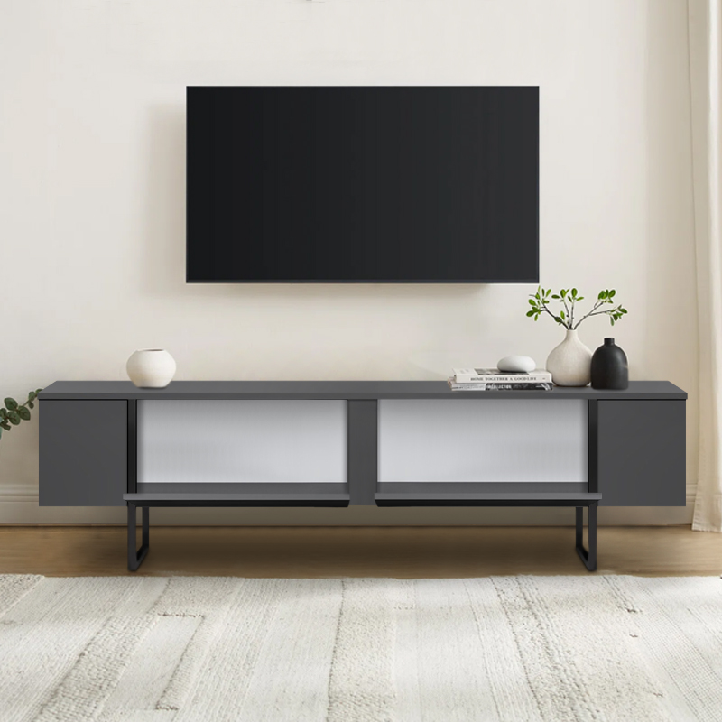 Luxe Megapap melamine TV furniture in anthracite color 180x30x50cm.