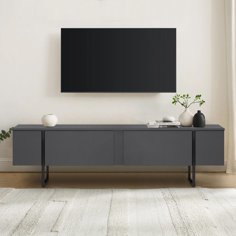 Luxe Megapap melamine TV furniture in anthracite color 180x30x50cm.
