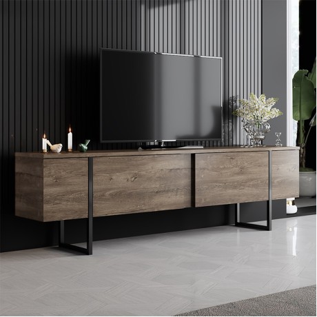 Luxe Megapap melamine TV furniture in walnut color 180x30x50cm.