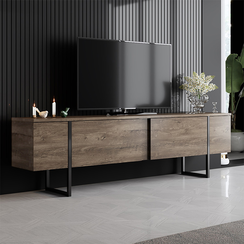 Luxe Megapap melamine TV furniture in walnut color 180x30x50cm.