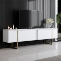 Luxe Megapap melamine TV furniture in white - gold color 180x30x50cm.