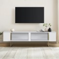 Luxe Megapap melamine TV furniture in white - gold color 180x30x50cm.