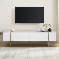 Luxe Megapap melamine TV furniture in white - gold color 180x30x50cm.