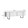 Luxe Megapap melamine TV furniture in white - gold color 180x30x50cm.