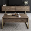 Luxe Megapap melamine TV furniture in walnut - gold color 180x30x50cm.