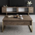 Luxe Megapap melamine TV furniture in walnut - gold color 180x30x50cm.