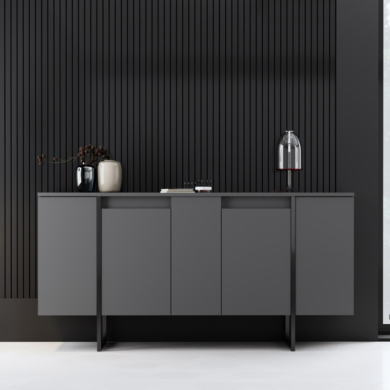 Luxe Megapap melamine buffet in anthracite color 160x35x80cm.