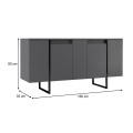 Luxe Megapap melamine buffet in anthracite color 160x35x80cm.