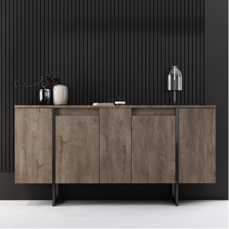 Luxe Megapap melamine buffet in walnut color 160x35x80cm.