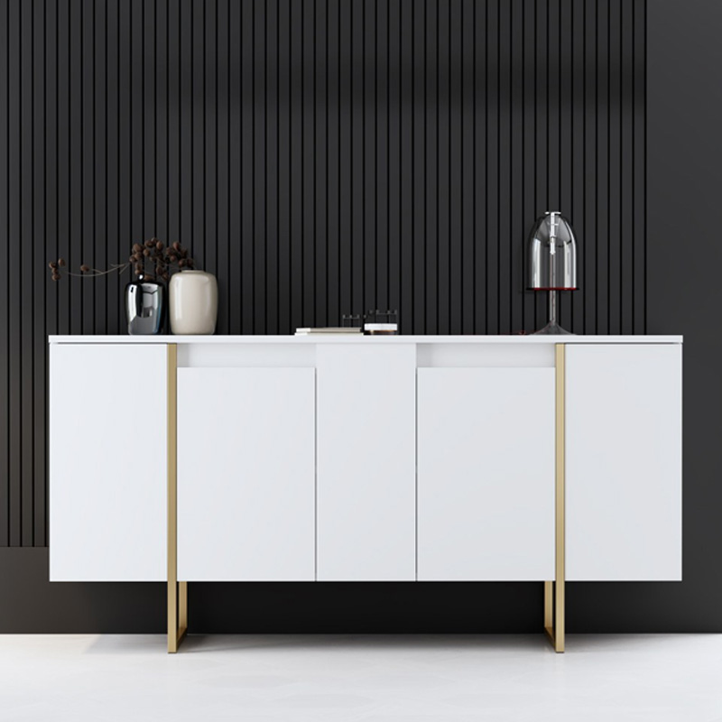 Luxe Megapap melamine buffet in white - gold color 160x35x80cm.