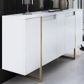 Luxe Megapap melamine buffet in white - gold color 160x35x80cm.