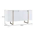 Luxe Megapap melamine buffet in white - gold color 160x35x80cm.