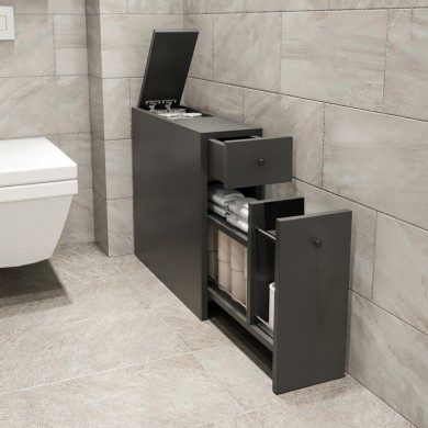 Calencia Megapap melamine bathroom cabinet in anthracite color 20x60x55cm.